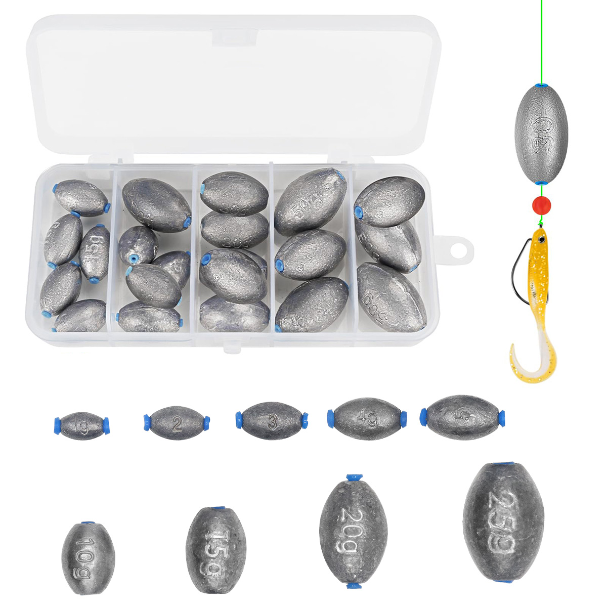 Bass Fishing Lure - Egg Fishing Sinkers Weights Assortment Lead