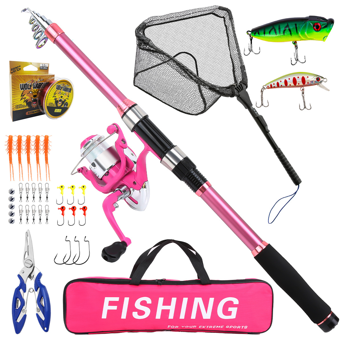 Fishing Pole Set Full Kits Wit - Fishing Equipment For Kids 评论和价格