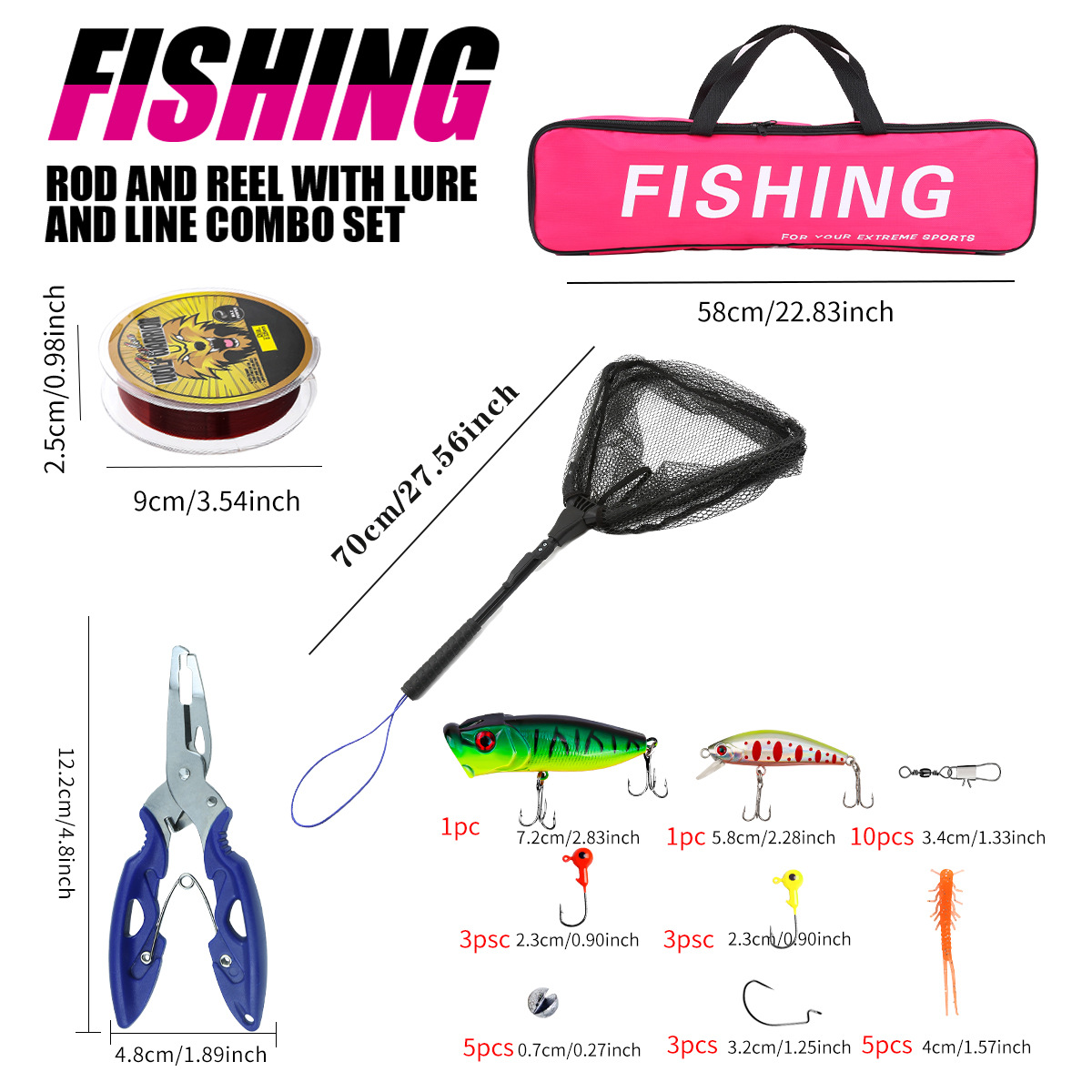 Fishing Pole Set Full Kits Wit - Fishing Equipment For Kids 评论和价格