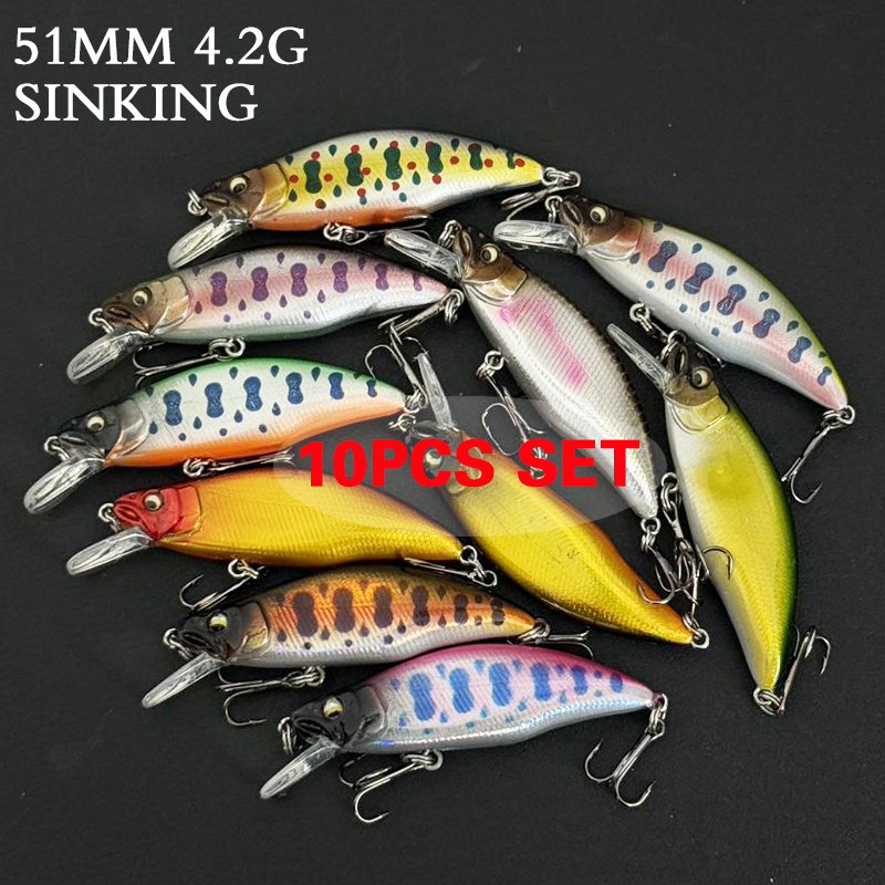10pcs Minnow Fishing Lure Set  - Fishing Equipment In Japanese 评论和价格
