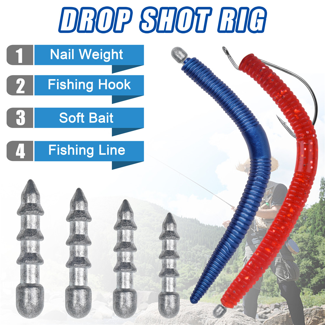 20pcs Nail weights sinkers Wor - Bass Fishing Lure 评论和价格