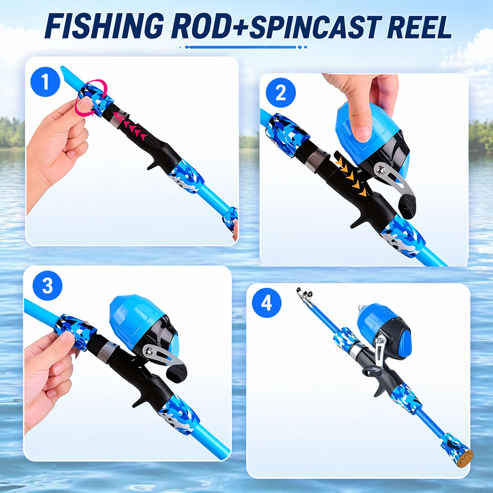 youth Fishing Pole Set with Fu - Fishing Equipment For Kids 评论和价格