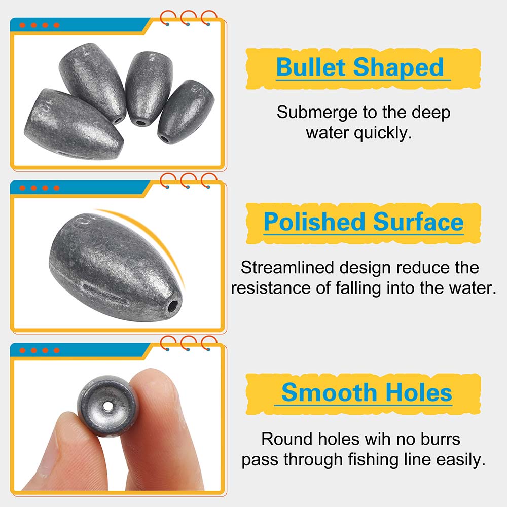 Bullet Fishing Sinkers Weights - Bass Fishing Lure 评论和价格